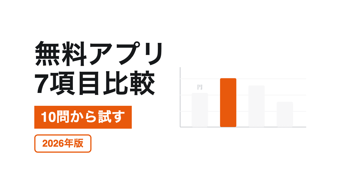 行政書士の無料学習アプリを7項目で比較するスマートフォンの図