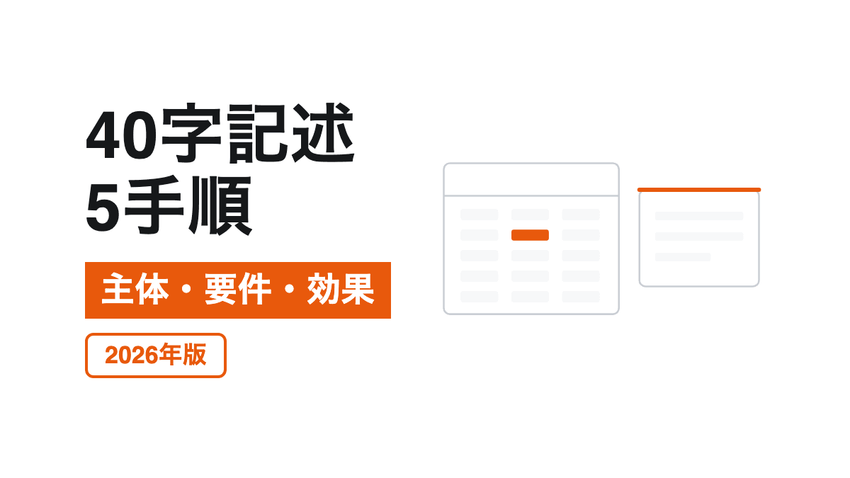 40字答案を主体・要件・効果へ分けた行政書士記述式対策の図