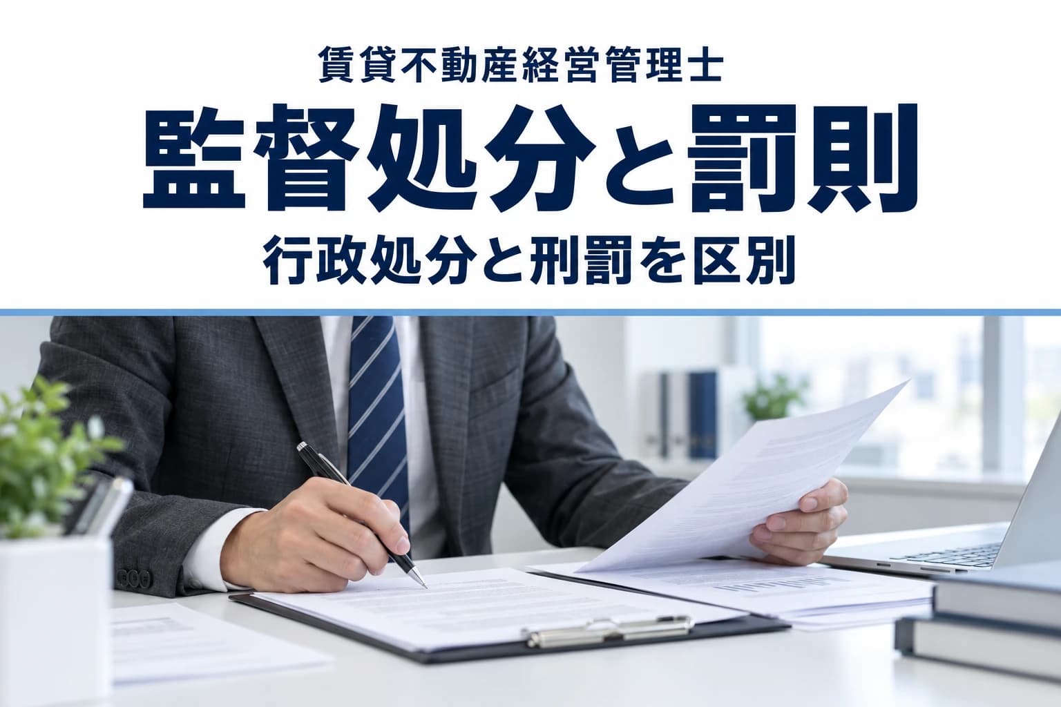 賃貸住宅管理業法の罰則・監督処分|対象者別の違いと覚え方のカバー(写真調イメージ)