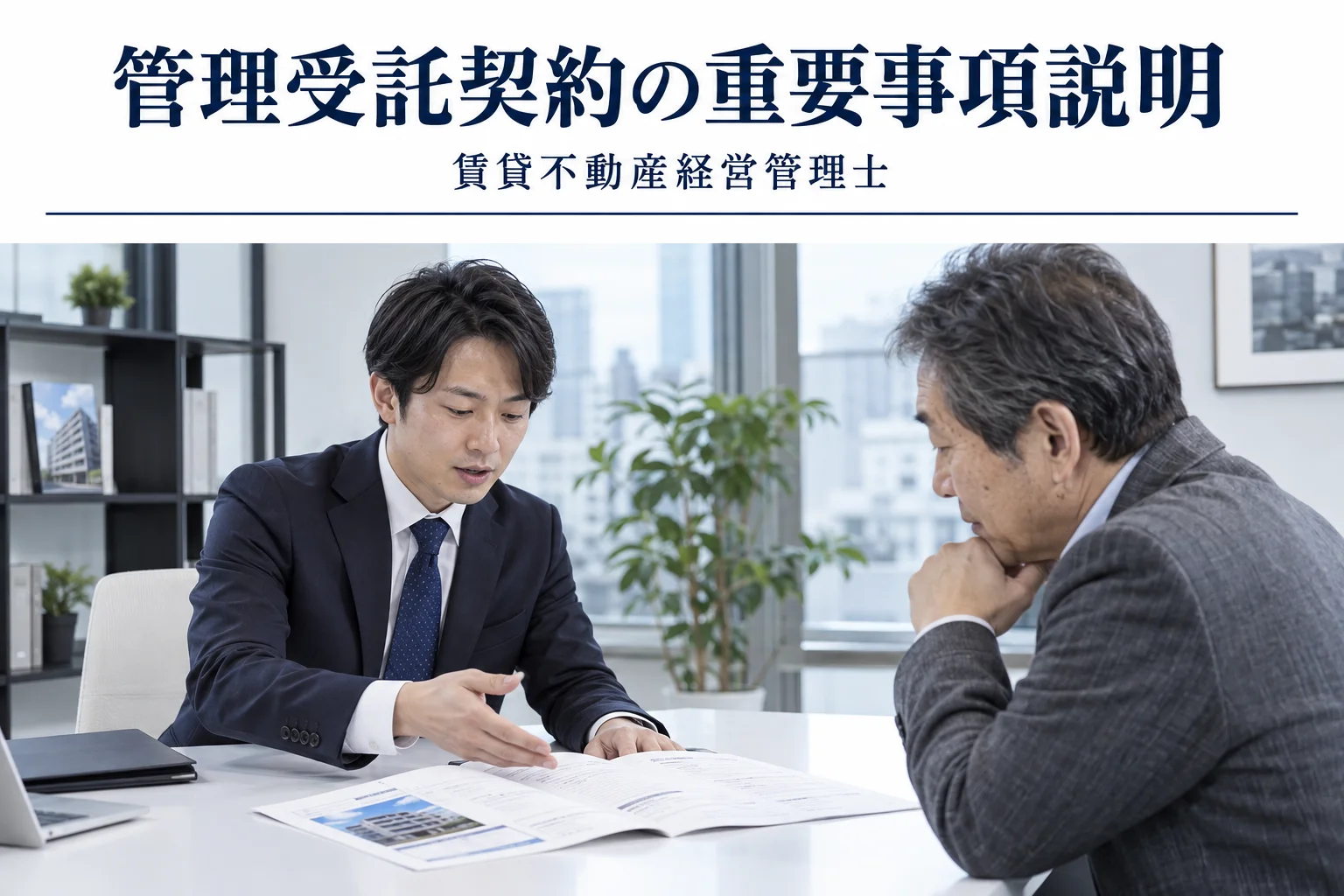 管理受託契約の重要事項説明|試験の判断カードの解説記事カバー(写真調イメージ)