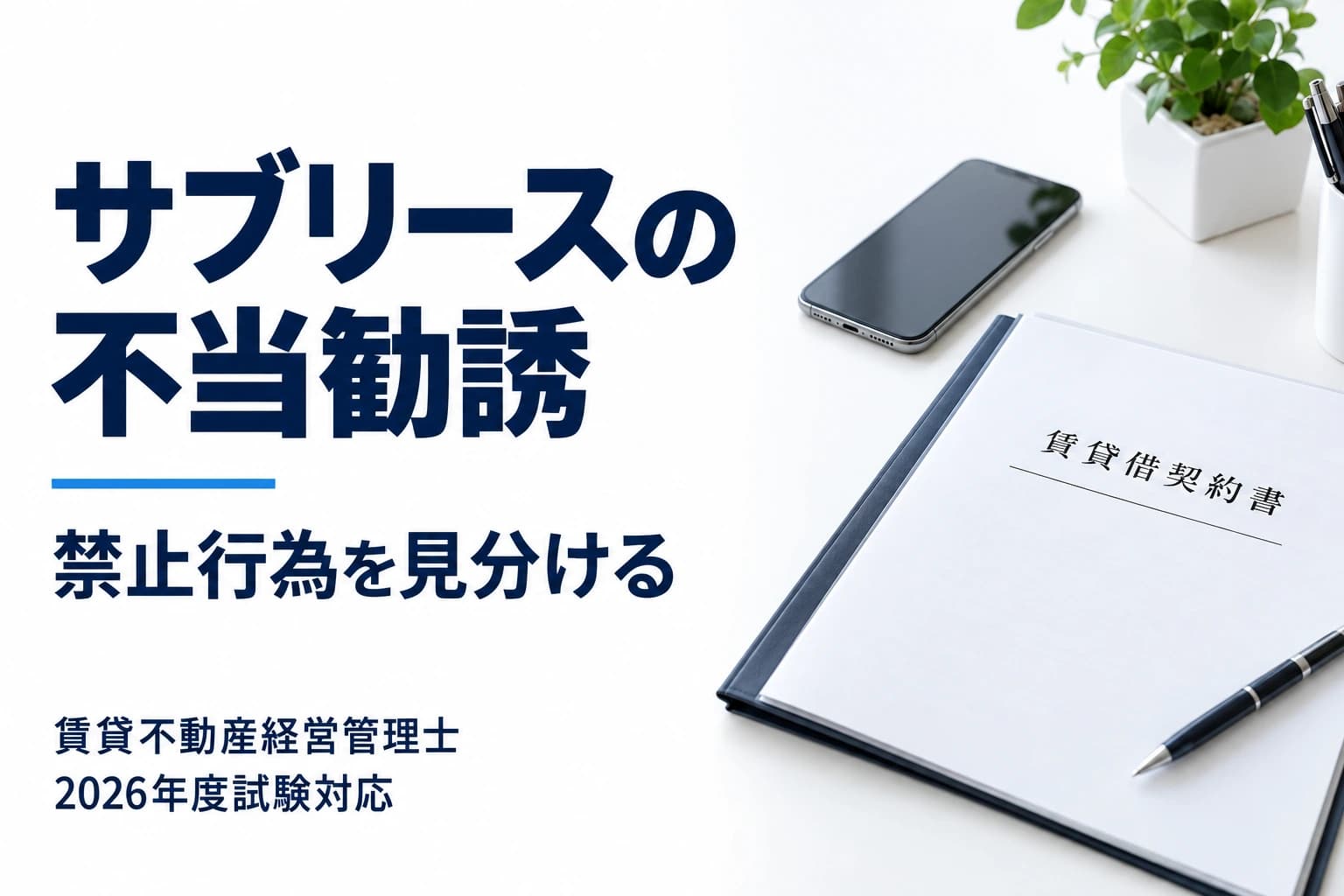 サブリースの不当勧誘。禁止行為を見分ける賃貸不動産経営管理士の学習記事。