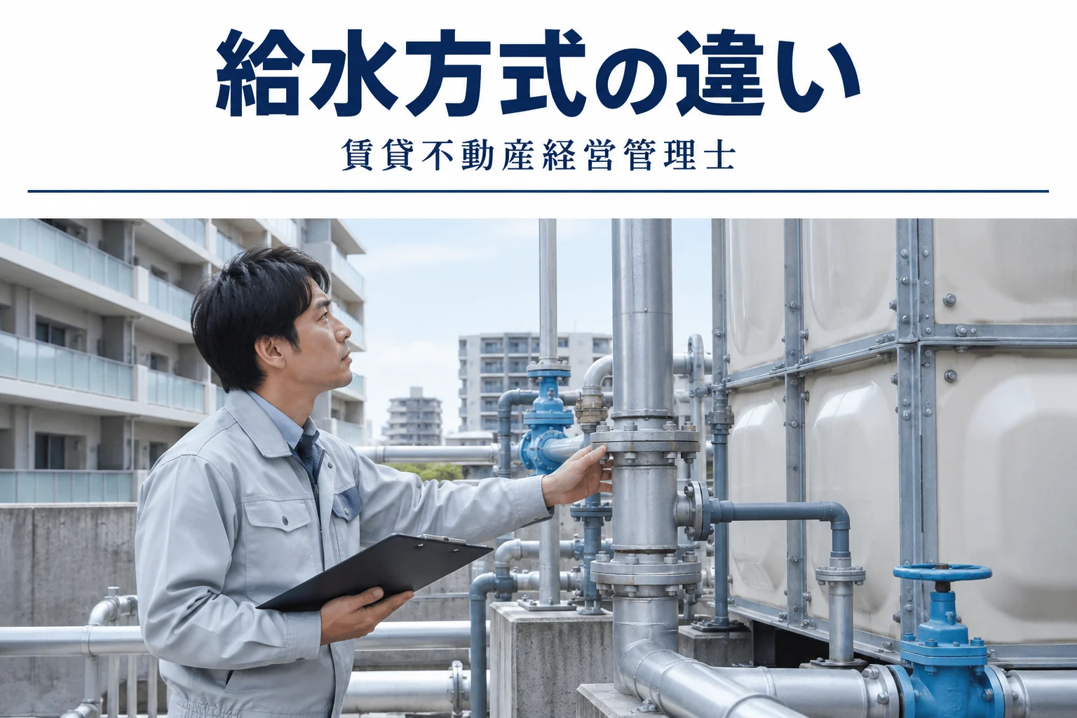 給水設備|試験の判断カードの解説記事カバー(写真調イメージ)