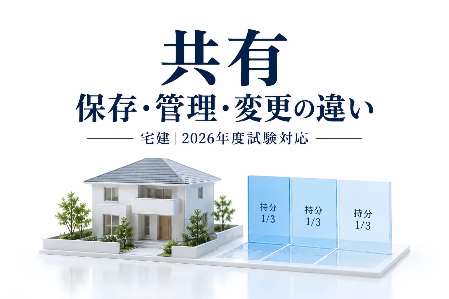 宅建の共有|保存・管理・変更の違いと持分の数え方を説明する記事カバー