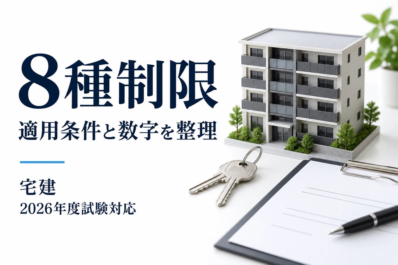 宅建の8種制限。適用条件と数字を整理する学習記事。